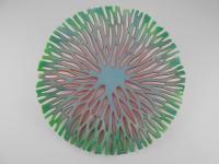 Wall Sculpture/Turquoise & Pink by Glenda Kronke
